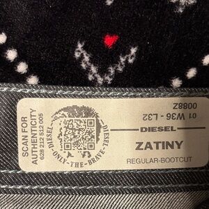 Diesel Zatiny Black and Gray Bootcut Jeans